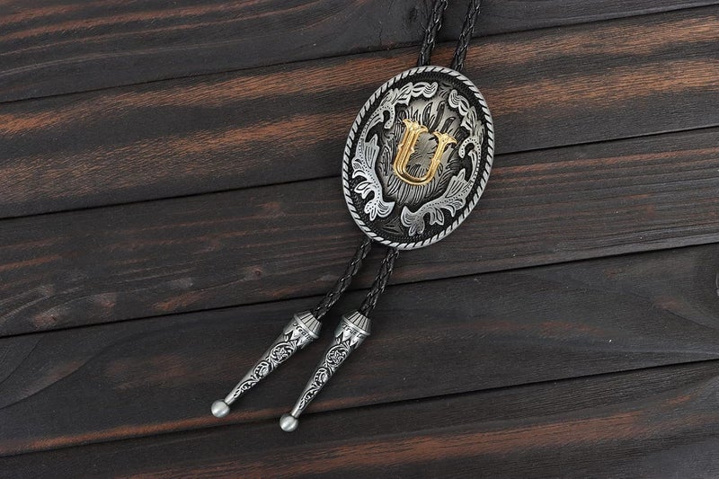 Wentur Bolo Tie for Men - Western Bolo Ties Alphabet Initial Letter ABCDJMR to Z - Western Cowboy Bolo Tie for Women Cowgirl - Image 2